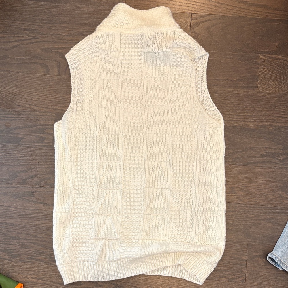 Women's Cream Turtleneck Sweater Vest